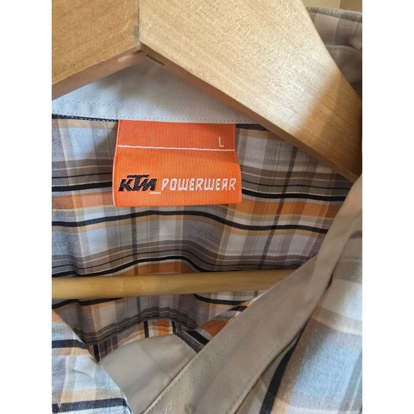 Ktm racing power wear long sleeve plaid button down shirt men's size large - Picture 2 of 7